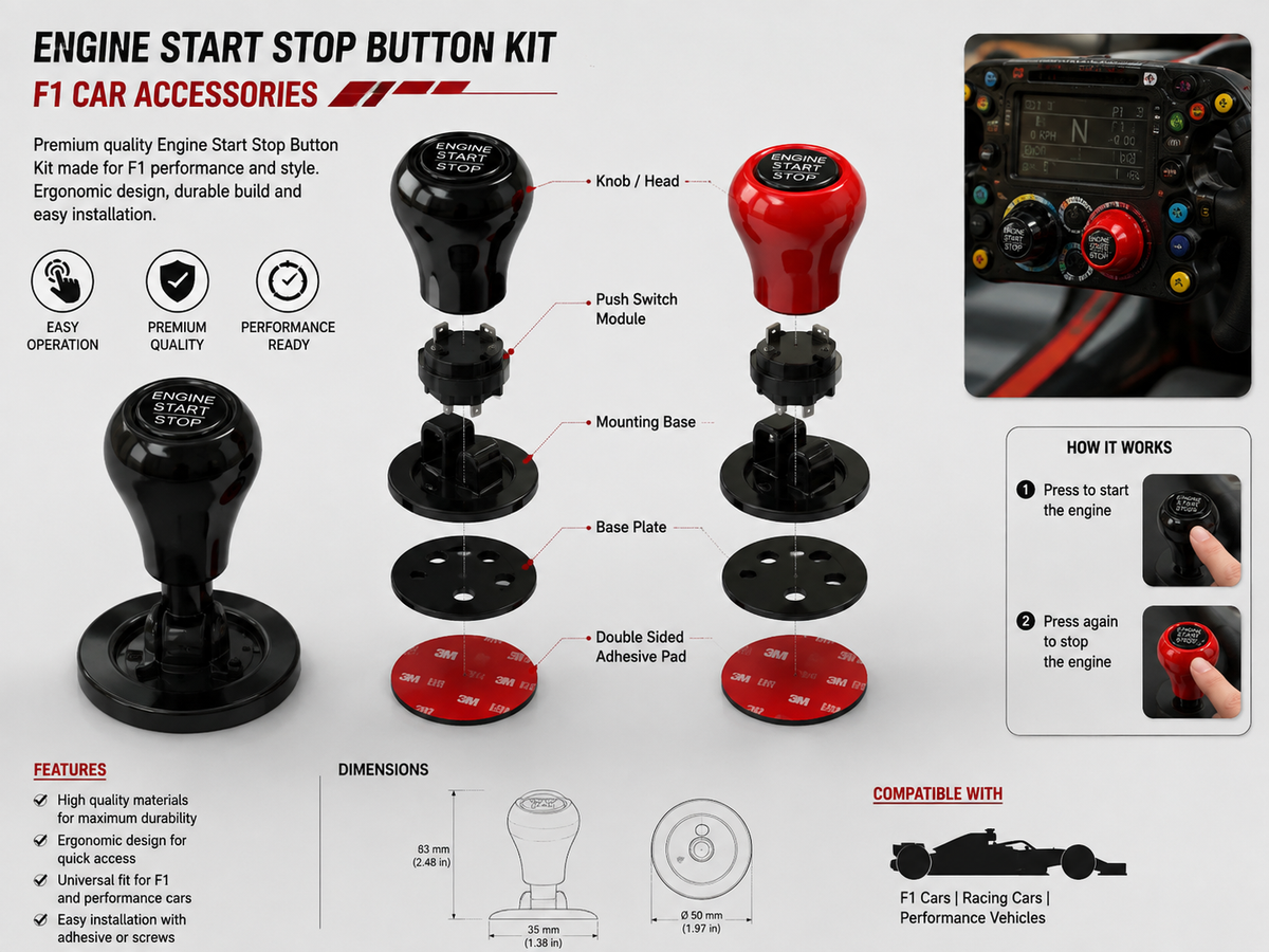 The Sunny Day Engine Start Stop Button Cover – Universal Car Interior Accessory, Premium Stylish Push Button Design